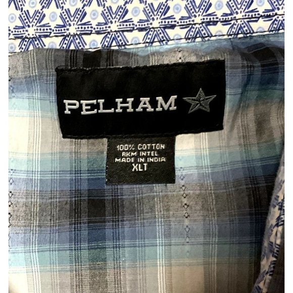 PELHAM PEARL SNAP FLIP CUFFS WESTERN SHIRT SZ XLT BLUE PLAID LONG SLV COWBOY MEN - Picture 3 of 4